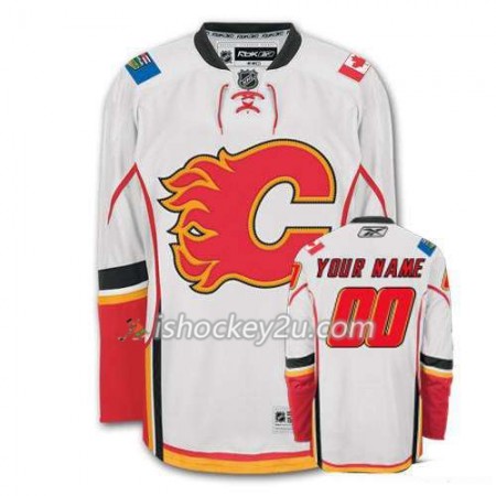 Reebok Mænd NHL Calgary Flames Trøje Tilpasset Hvid Premier Udebane