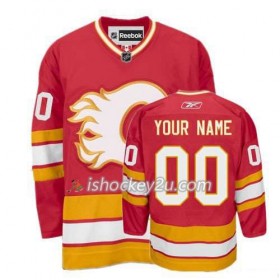 Reebok Mænd NHL Calgary Flames Trøje Tilpasset Rød Premier Tredje