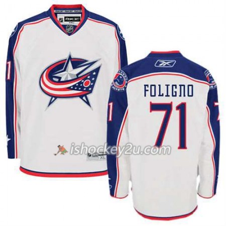 Reebok Mænd NHL Columbus Blue Jackets Trøje Nick Foligno #71 Udebane Hvid Reebok Mænd NHL Columbus Blue Jackets Trøje Nick Foligno #71 Udebane Hvid