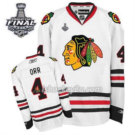 Reebok Mænd NHL Chicago Blackhawks Trøje Bobby Orr #4 Udebane Hvid 2015 Stanley Cup