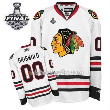 Reebok Mænd NHL Chicago Blackhawks Trøje Clark Griswold #00 Udebane Hvid 2015 Stanley Cup