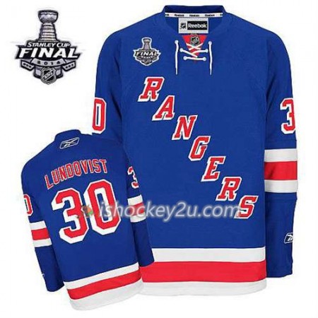 Reebok Mænd NHL New York Rangers Trøje Henrik Lundqvist #30 Hjemme Blå 2014 Stanley Cup