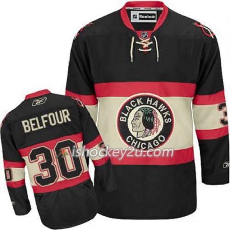 Reebok Mænd NHL Chicago Blackhawks Trøje ED Belfour 30 Sort Ny Tredje