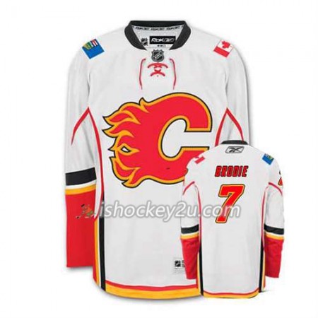 Reebok Mænd NHL Calgary Flames Trøje TJ Brodie #7 Udebane Hvid