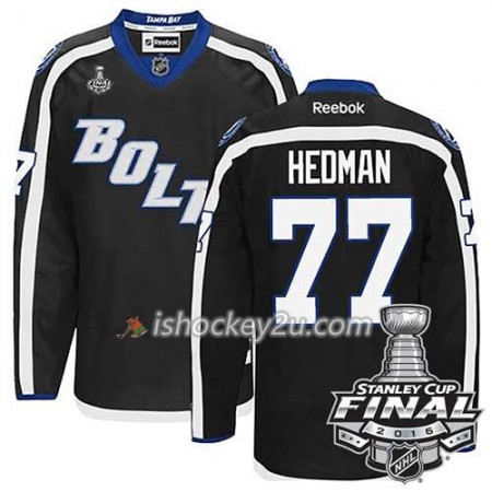 Reebok NHL Tampa Bay Lightning Trøje Victor Hedman #77 Sort Tredje 2016 Stanley Cup