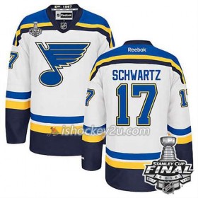 Reebok NHL St. Louis Blues Trøje Jaden Schwartz #17 Hvid Udebane 2016 Stanley Cup