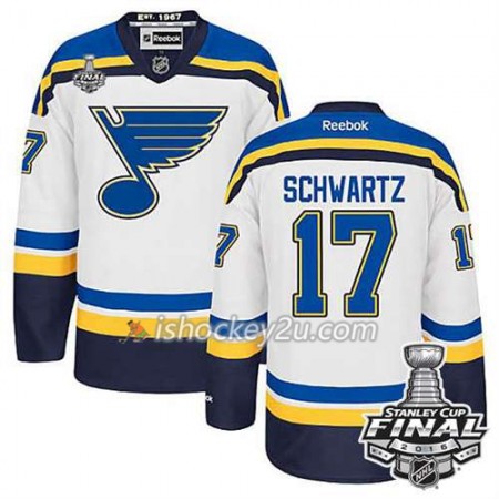 Reebok NHL St. Louis Blues Trøje Jaden Schwartz #17 Hvid Udebane 2016 Stanley Cup