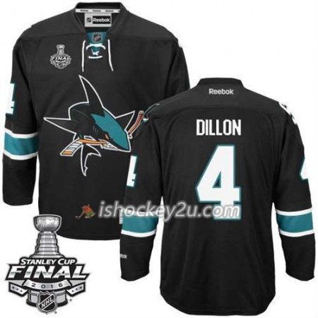 Reebok NHL San Jose Sharks Trøje #4 Brenden Dillon Sort Tredje 2016 Stanley Cup