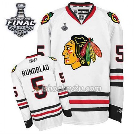 Reebok Mænd NHL Chicago Blackhawks Trøje Daniel Carcillo #5 Udebane Hvid 2015 Stanley Cup