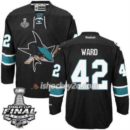 Reebok NHL San Jose Sharks Trøje Joel Ward #42 Sort Tredje 2016 Stanley Cup