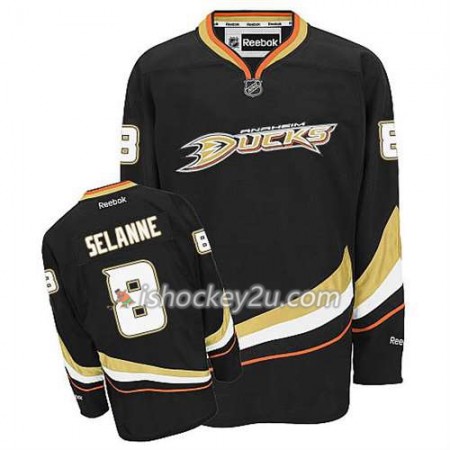 Reebok Mænd NHL Anaheim Ducks Trøje Teemu Selanne #8 Hjemme Sort Reebok Mænd NHL Anaheim Ducks Trøje Teemu Selanne #8 Hjemme Sort