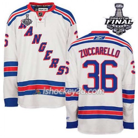 Reebok Mænd NHL New York Rangers Trøje Mats Zuccarello #36 Udebane Hvid 2014 Stanley Cup