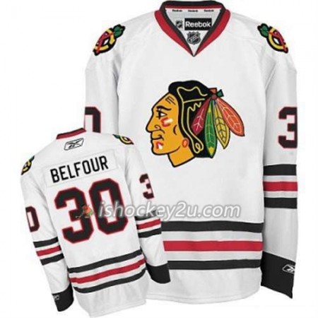 Reebok Mænd NHL Chicago Blackhawks Trøje ED Belfour 30 Hvid Udebane