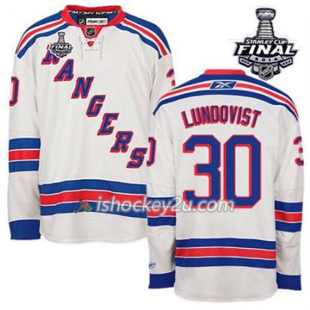 Reebok Mænd NHL New York Rangers Trøje Henrik Lundqvist #30 Udebane Hvid 2014 Stanley Cup