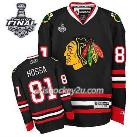 Reebok Dame NHL Chicago Blackhawks Trøje Marian Hossa #81 Tredje Sort 2015 Stanley Cup