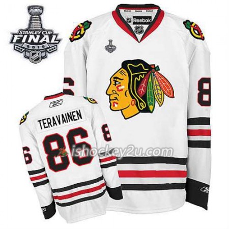 Børn NHL Chicago Blackhawks Trøje Teuvo Teravainen #86 Udebane Hvid 2015 Stanley Cup