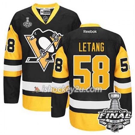 Reebok NHL Pittsburgh Penguins Trøje Kris Letang #58 Tredje 2016 Stanley Cup