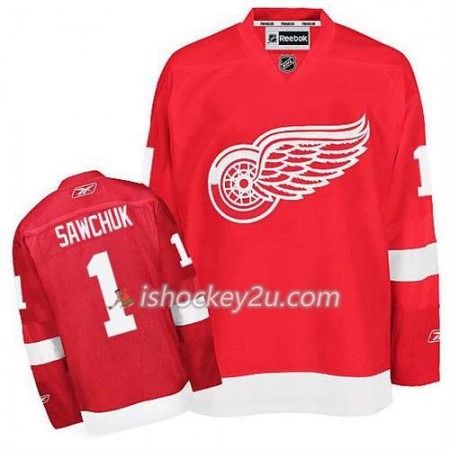 Reebok Mænd NHL Detroit Red Wings Trøje Terry Sawchuk #1 Hjemme Rød Reebok Mænd NHL Detroit Red Wings Trøje Terry Sawchuk #1 Hjemme Rød
