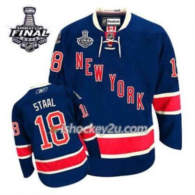 Reebok Mænd NHL New York Rangers Trøje Marc Staal #18 Tredje Blå 2014 Stanley Cup