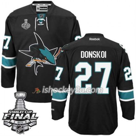 Reebok NHL San Jose Sharks Trøje Joonas Donskoi #27 Sort Tredje 2016 Stanley Cup