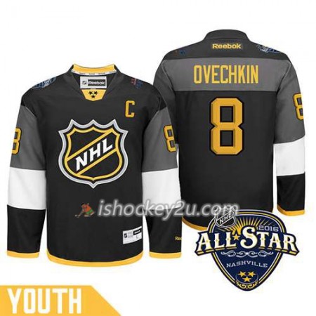 Børn NHL 2016 All-Star Washington Capitals Trøje Alex Ovechkin #8 Sort