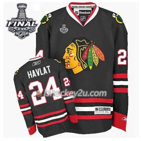 Reebok Mænd NHL Chicago Blackhawks Trøje Martin Havlat #24 Tredje Sort 2015 Stanley Cup