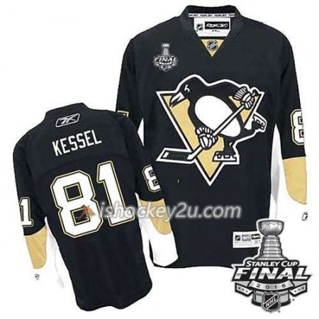 Reebok NHL Pittsburgh Penguins Trøje Phil Kessel #81 Sort Hjemme 2016 Stanley Cup
