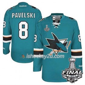 Reebok NHL San Jose Sharks Trøje Joe Pavelski #8 Teal Hjemme 2016 Stanley Cup