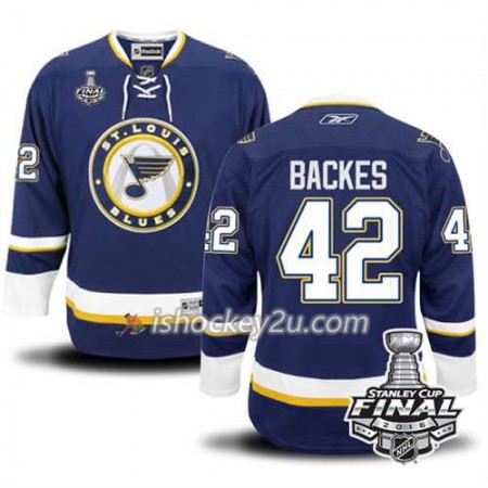 Reebok NHL St. Louis Blues Trøje David Backes #42 Blå Tredje 2016 Stanley Cup