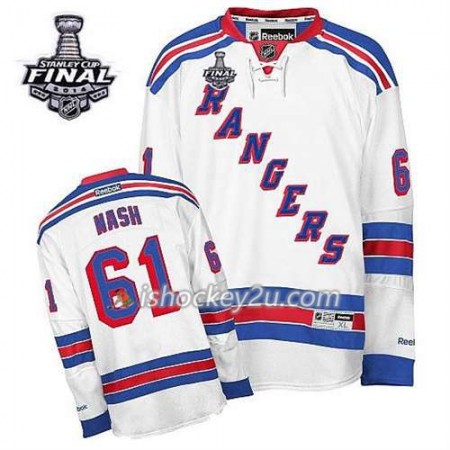 Reebok Mænd NHL New York Rangers Trøje #61 Udebane Rick Nash Hvid 2014 Stanley Cup