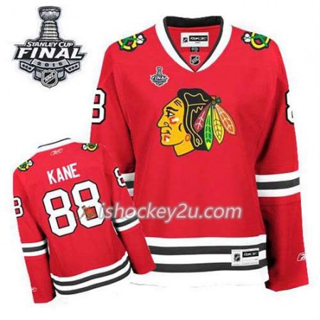 Reebok Dame NHL Chicago Blackhawks Trøje Patrick Kane #88 Hjemme Rød 2015 Stanley Cup