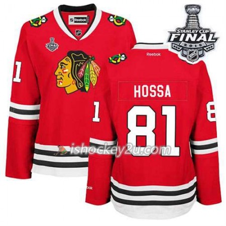 Reebok Dame NHL Chicago Blackhawks Trøje Marian Hossa #81 Hjemme Rød 2015 Stanley Cup