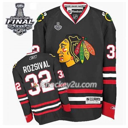 Reebok Mænd NHL Chicago Blackhawks Trøje Michal Rozsival #32 Tredje Sort 2015 Stanley Cup