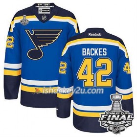 Reebok NHL St. Louis Blues Trøje David Backes #42 Blå Hjemme 2016 Stanley Cup