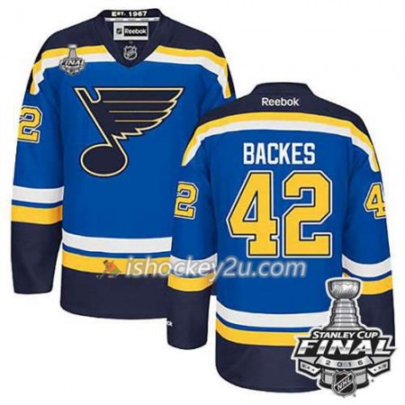 Reebok NHL St. Louis Blues Trøje David Backes #42 Blå Hjemme 2016 Stanley Cup