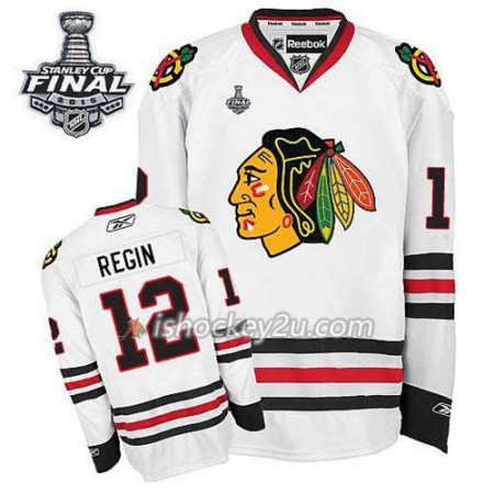 Reebok Mænd NHL Chicago Blackhawks Trøje Peter Regin #12 Udebane Hvid 2015 Stanley Cup