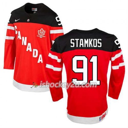 Børn NHL Canada Team Trøje Steven Stamkos #91 100th Anniversary Rød