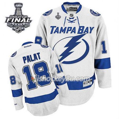 Reebok Mænd NHL Tampa Bay Lightning Trøje Ondrej Palat #18 Udebane Hvid 2015 Stanley Cup
