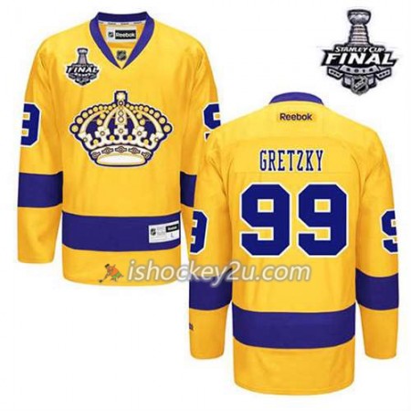 Reebok Mænd NHL Los Angeles Kings Trøje Wayne Gretzky #99 Tredje Guld 2014 Stanley Cup