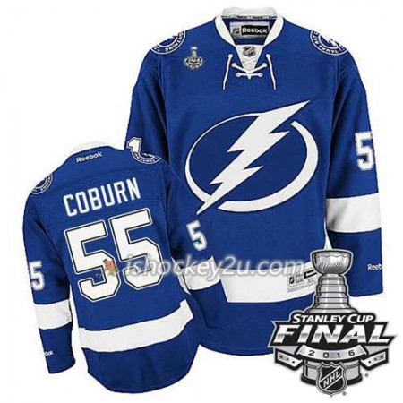 Reebok NHL Tampa Bay Lightning Trøje Braydon Coburn #55 Blå Hjemme 2016 Stanley Cup Reebok NHL Tampa Bay Lightning Trøje Braydon Coburn #55 Blå Hjemme 2016 Stanley Cup