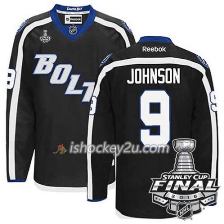 Reebok NHL Tampa Bay Lightning Trøje Tyler Johnson #9 Sort Tredje 2016 Stanley Cup