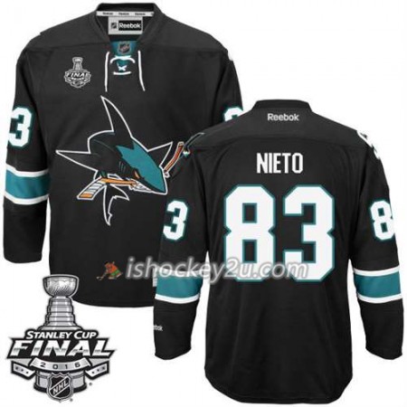 Reebok NHL San Jose Sharks Trøje Matt Nieto #83 Sort Tredje 2016 Stanley Cup