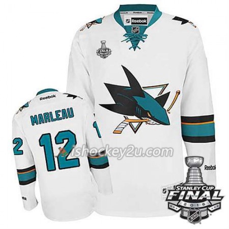Reebok NHL San Jose Sharks Trøje Patrick Marleau #12 Hvid Udebane 2016 Stanley Cup