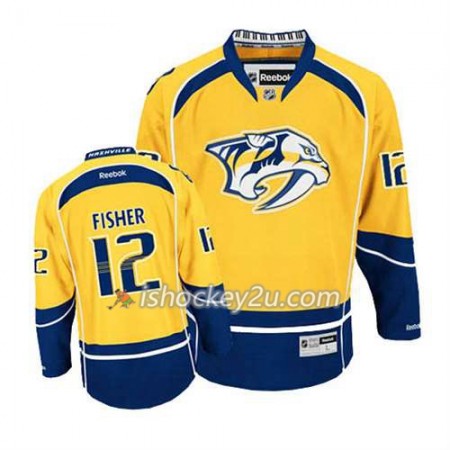 Reebok Mænd NHL Nashville Predators Trøje Mike Fisher #12 Hjemme Guld
