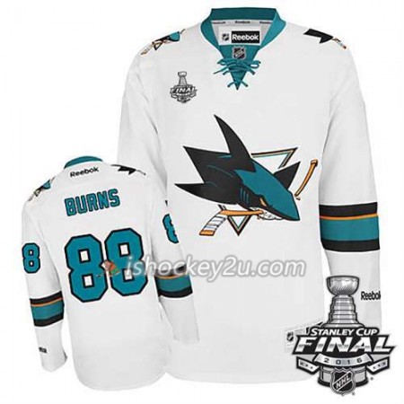 Reebok NHL San Jose Sharks Trøje Brent Burns #88 Hvid Udebane 2016 Stanley Cup