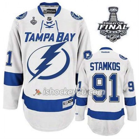 Reebok Mænd NHL Tampa Bay Lightning Trøje Steven Stamkos #91 Udebane Hvid 2015 Stanley Cup