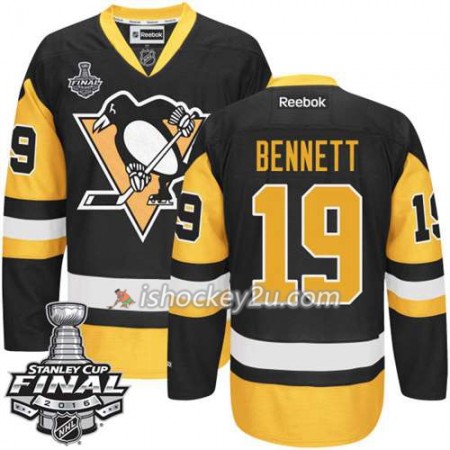 Reebok NHL Pittsburgh Penguins Trøje Beau Bennett #19 Sort Tredje 2016 Stanley Cup