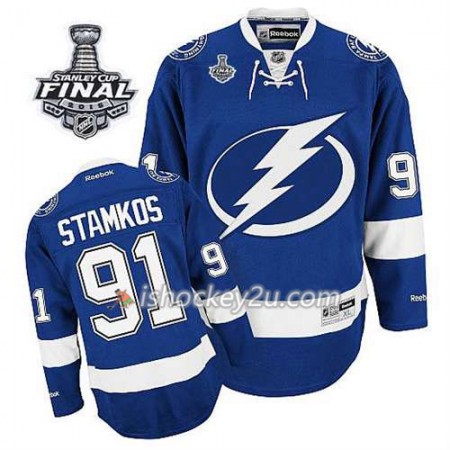 Børn NHL Tampa Bay Lightning Trøje Steven Stamkos #91 Hjemme Blå 2015 Stanley Cup