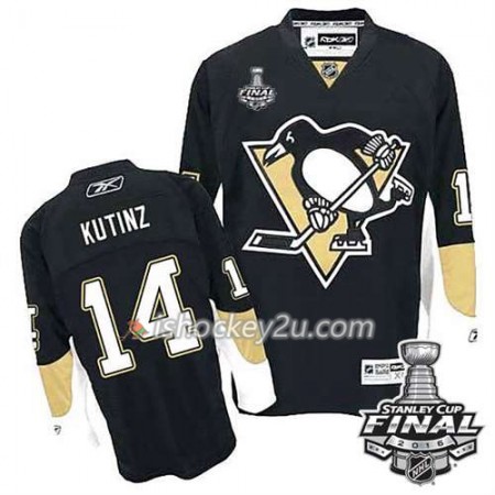 Reebok NHL Pittsburgh Penguins Trøje Chris Kunitz #14 Sort Hjemme 2016 Stanley Cup