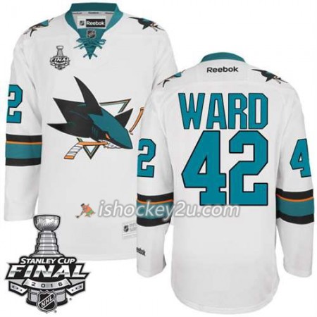 Reebok NHL San Jose Sharks Trøje Joel Ward #42 Hvid Udebane 2016 Stanley Cup